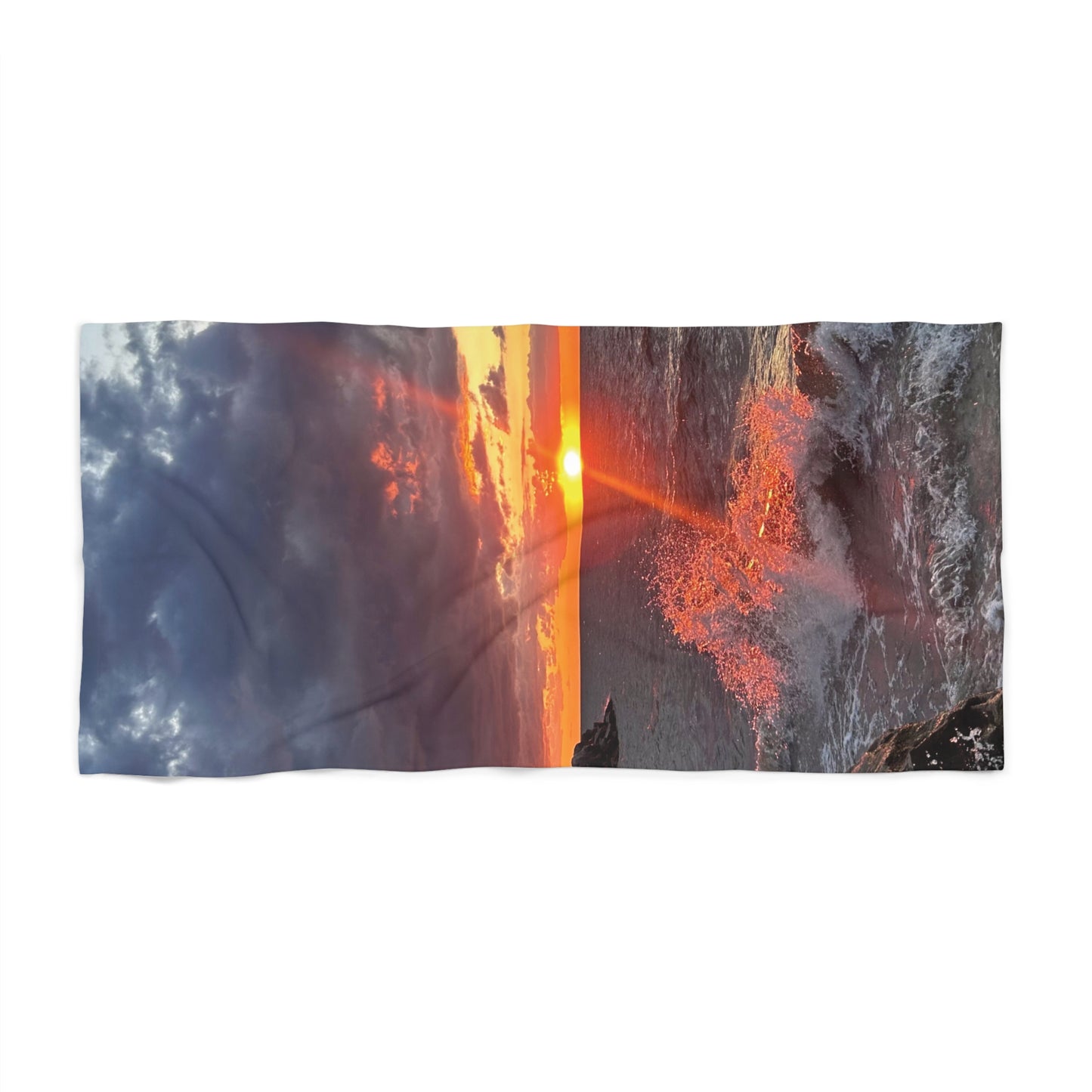 Vibrant Photo Beach Towel • "Fiery Splash at Avon Lake" • Relax in Style