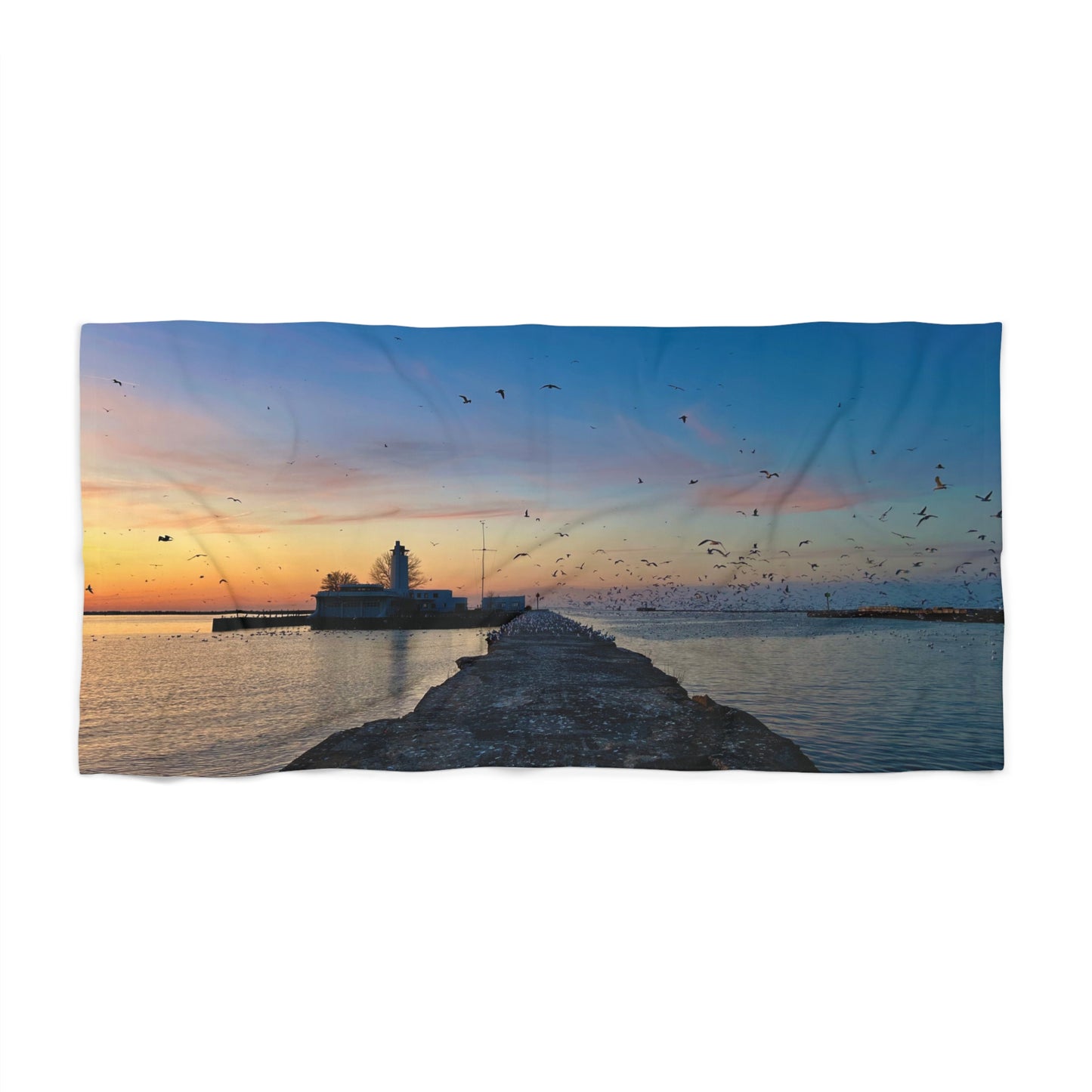 Vibrant Photo Beach Towel • "Breakwater Birds" • Relax in Style
