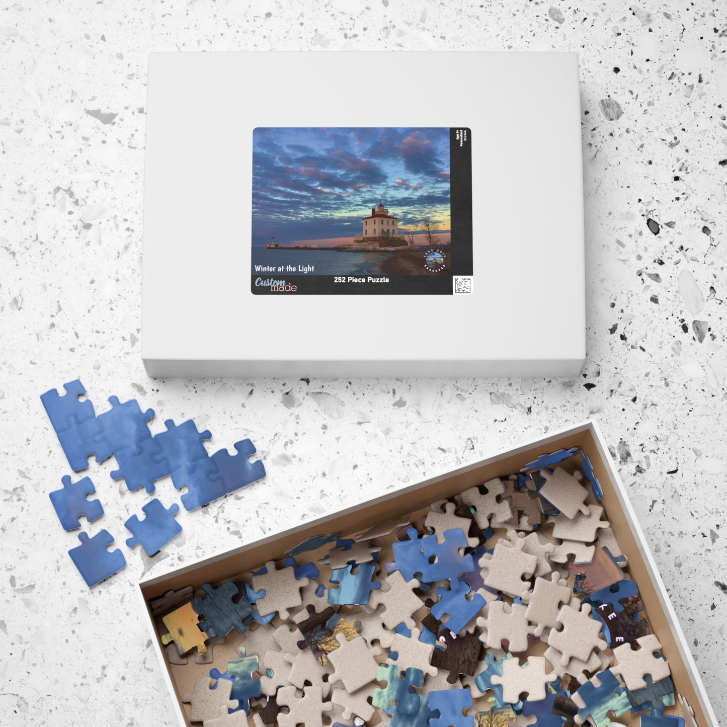 Dazzling Jigsaw Puzzle • "Winter at the Light" • 110, 252, 520, & 1014-Piece Puzzles