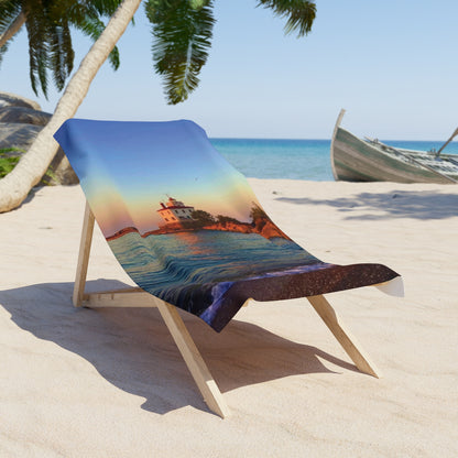 Vibrant Photo Beach Towel • "Lighthouse Glow" • Relax in Style