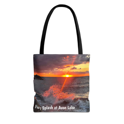 Stylish Photo Tote Bag • "Fiery Splash at Avon Lake" • 5 color handle choices