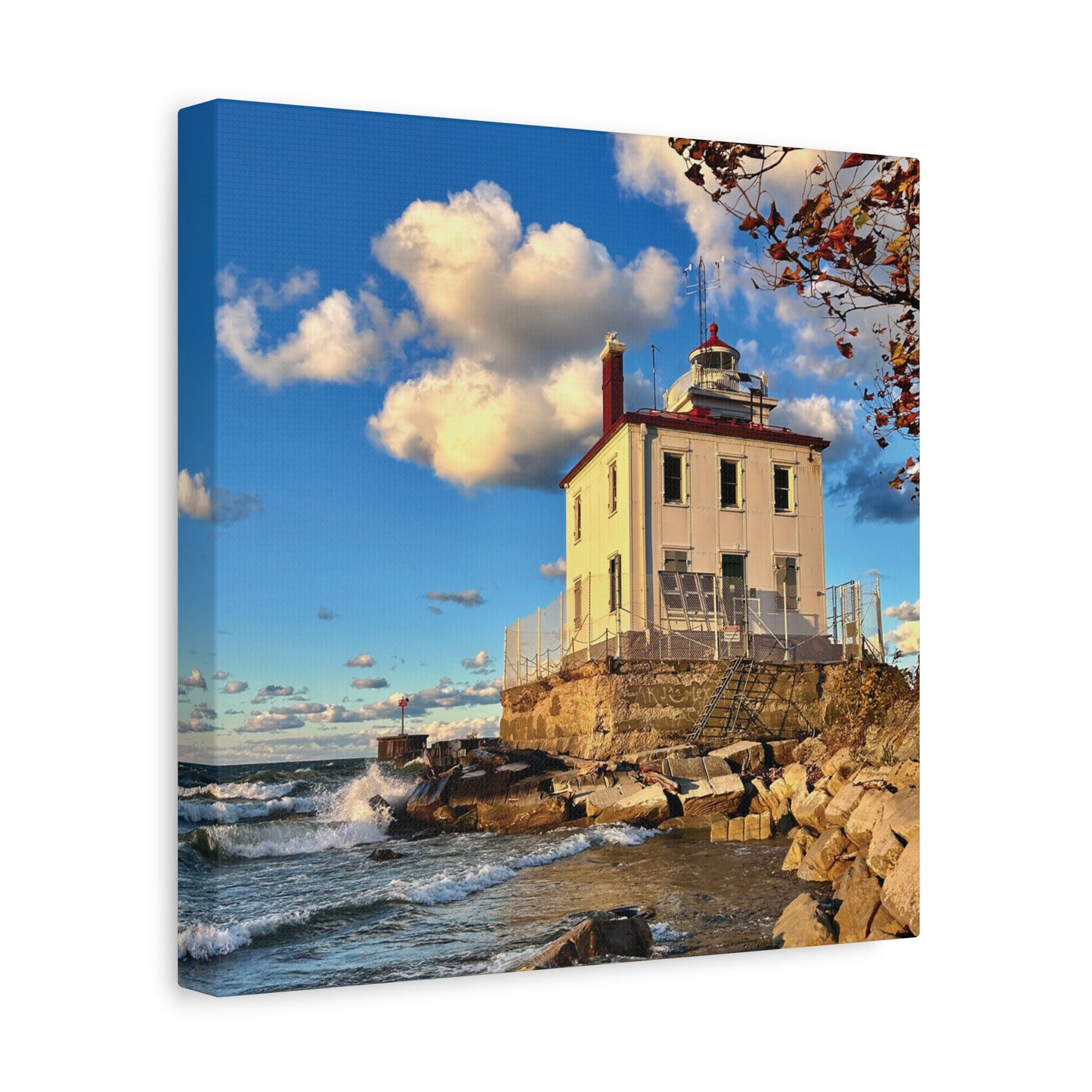 Colorful Canvas Print • "Fairport Harbor West Breakwater Light" • Vertical or Horizontal orientations • Sizes from 8"x10" to 30"x40"