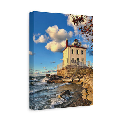 Colorful Canvas Print • "Fairport Harbor West Breakwater Light" • Vertical or Horizontal orientations • Sizes from 8"x10" to 30"x40"