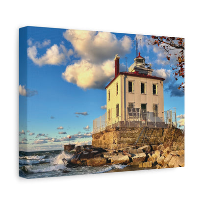 Colorful Canvas Print • "Fairport Harbor West Breakwater Light" • Vertical or Horizontal orientations • Sizes from 8"x10" to 30"x40"