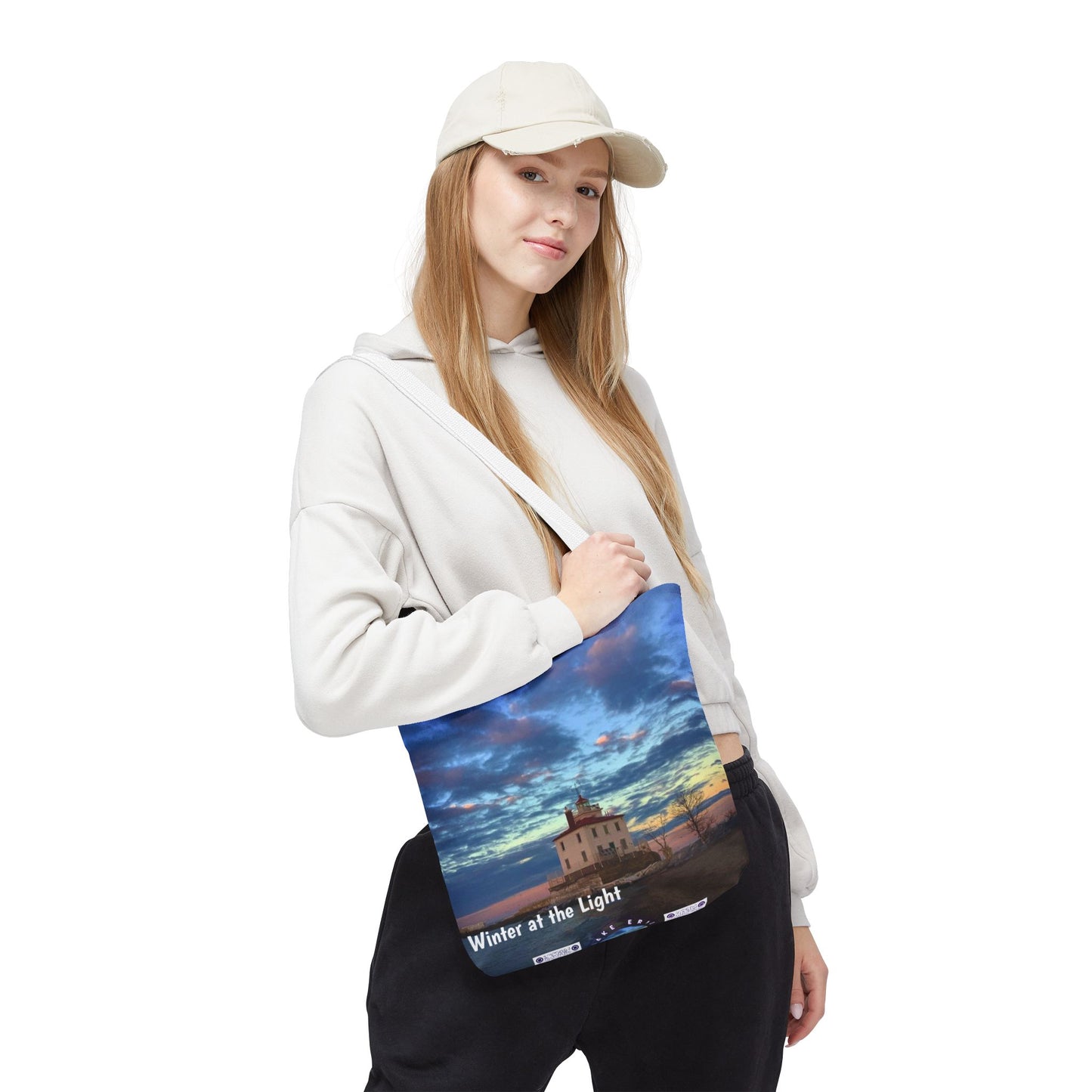 Stylish Photo Tote Bag • "Winter at the Light" • 5 color handle choices