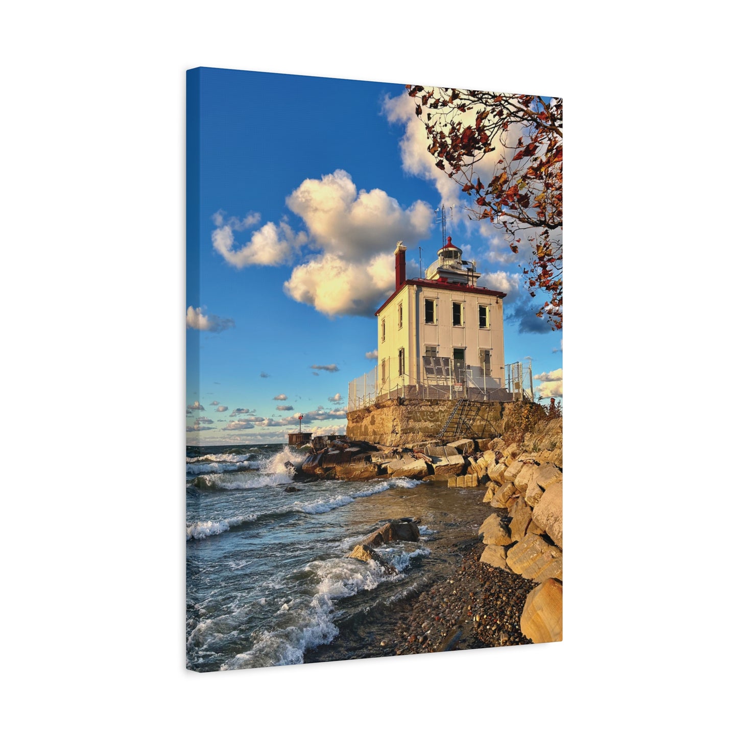 Colorful Canvas Print • "Fairport Harbor West Breakwater Light" • Vertical or Horizontal orientations • Sizes from 8"x10" to 30"x40"