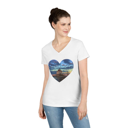 Ladies' V-Neck T-Shirt • 10 colors • "Love the Winter at the Light"