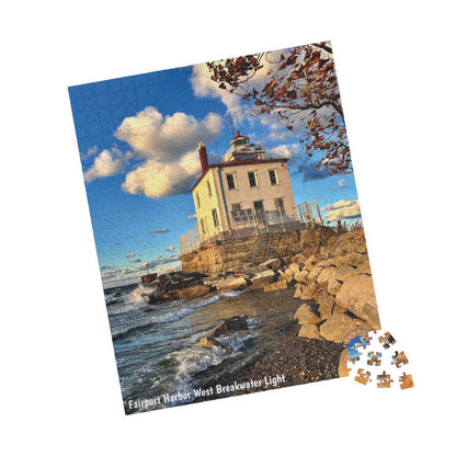 Dazzling Jigsaw Puzzle • "Fairport Harbor West Breakwater Light" • 110, 252, 520, & 1014-Piece Puzzles for Lighthouse Lovers