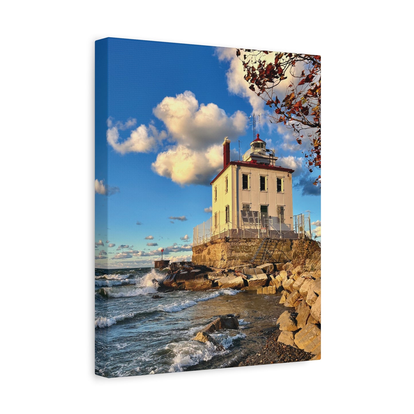 Colorful Canvas Print • "Fairport Harbor West Breakwater Light" • Vertical or Horizontal orientations • Sizes from 8"x10" to 30"x40"