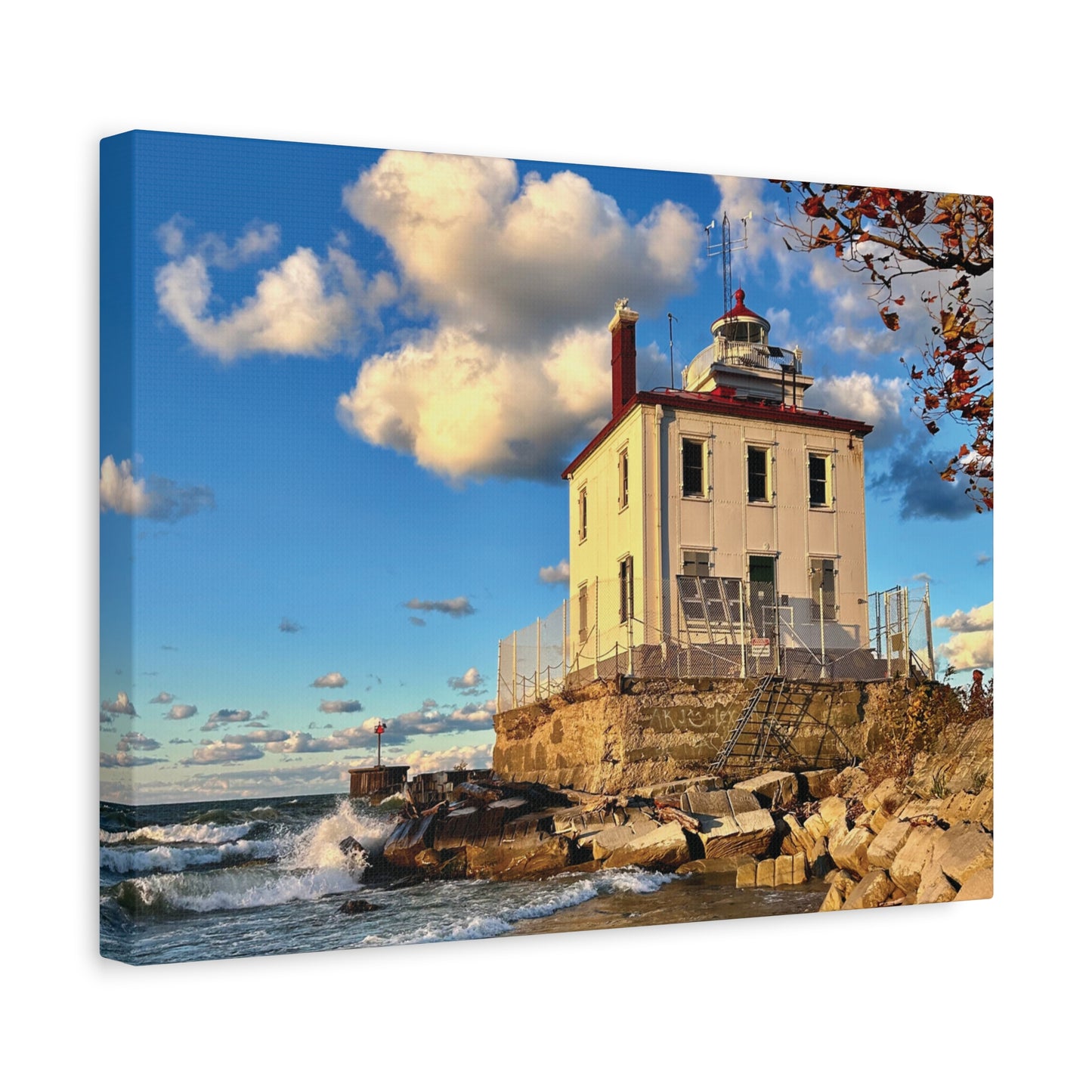 Colorful Canvas Print • "Fairport Harbor West Breakwater Light" • Vertical or Horizontal orientations • Sizes from 8"x10" to 30"x40"