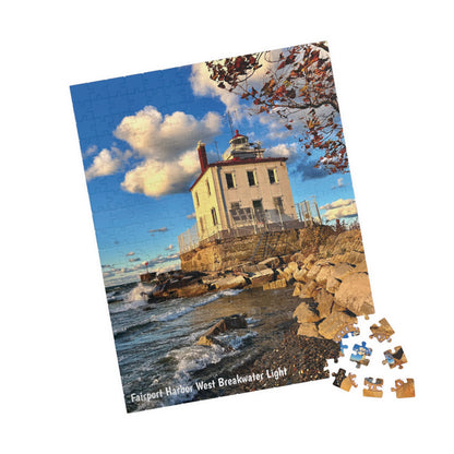 Dazzling Jigsaw Puzzle • "Fairport Harbor West Breakwater Light" • 110, 252, 520, & 1014-Piece Puzzles for Lighthouse Lovers
