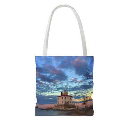 Stylish Photo Tote Bag • "Winter at the Light" • 5 color handle choices