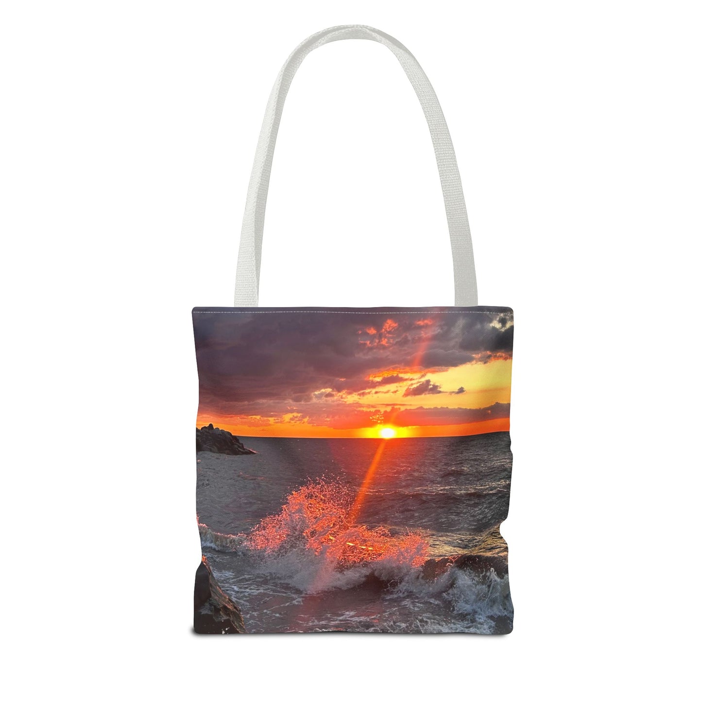 Stylish Photo Tote Bag • "Fiery Splash at Avon Lake" • 5 color handle choices