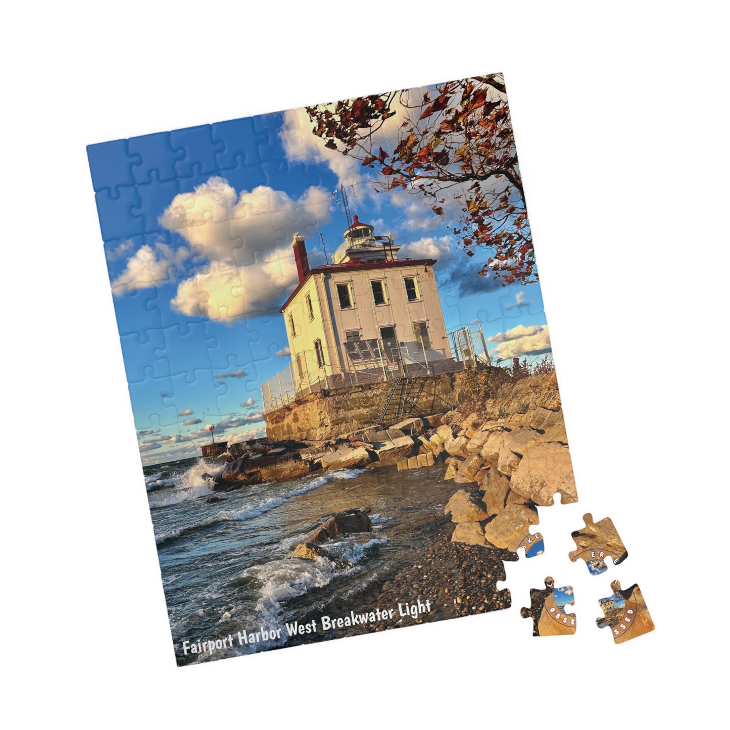Dazzling Jigsaw Puzzle • "Fairport Harbor West Breakwater Light" • 110, 252, 520, & 1014-Piece Puzzles for Lighthouse Lovers