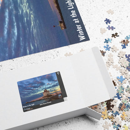 Dazzling Jigsaw Puzzle • "Winter at the Light" • 110, 252, 520, & 1014-Piece Puzzles