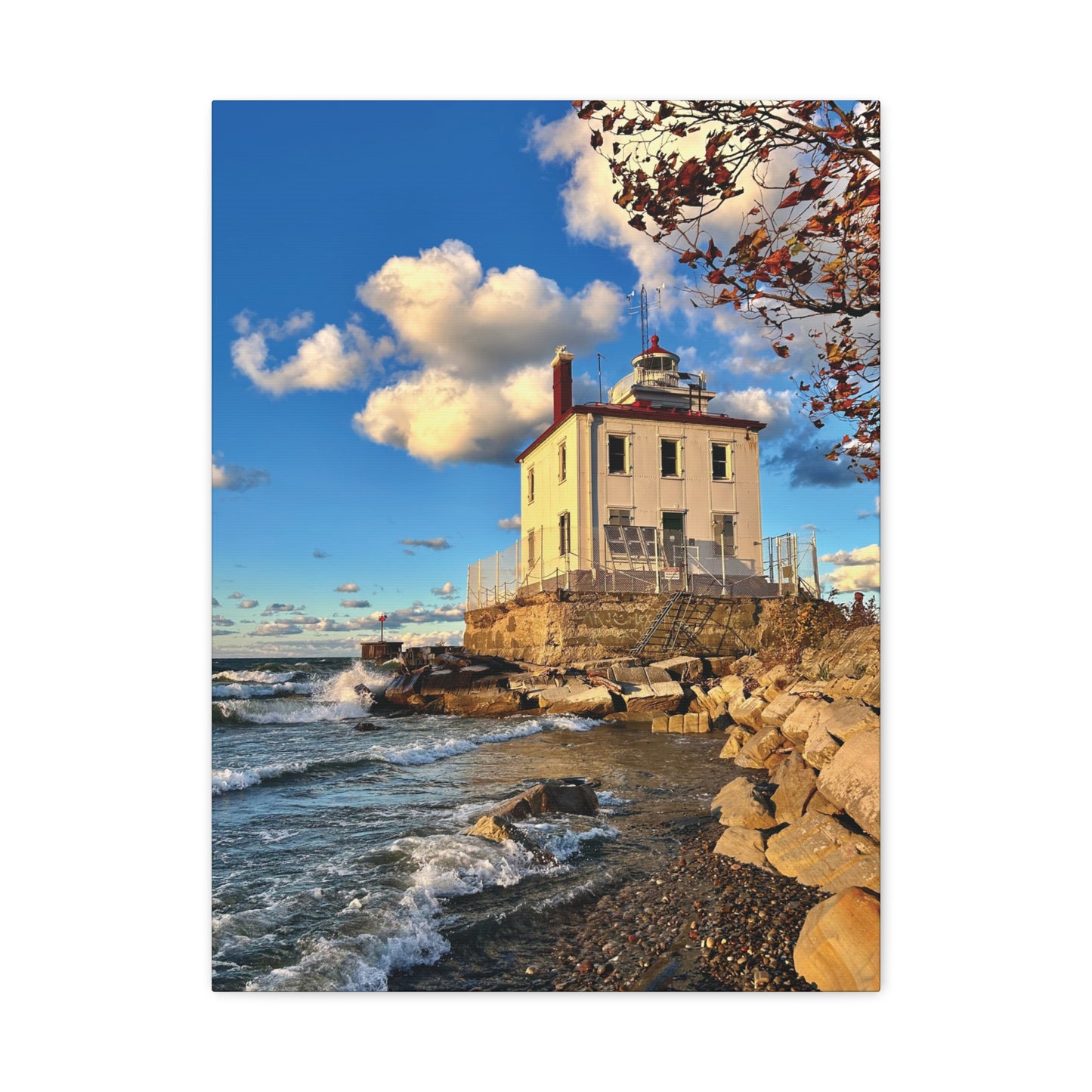 Colorful Canvas Print • "Fairport Harbor West Breakwater Light" • Vertical or Horizontal orientations • Sizes from 8"x10" to 30"x40"