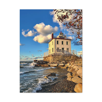 Colorful Canvas Print • "Fairport Harbor West Breakwater Light" • Vertical or Horizontal orientations • Sizes from 8"x10" to 30"x40"