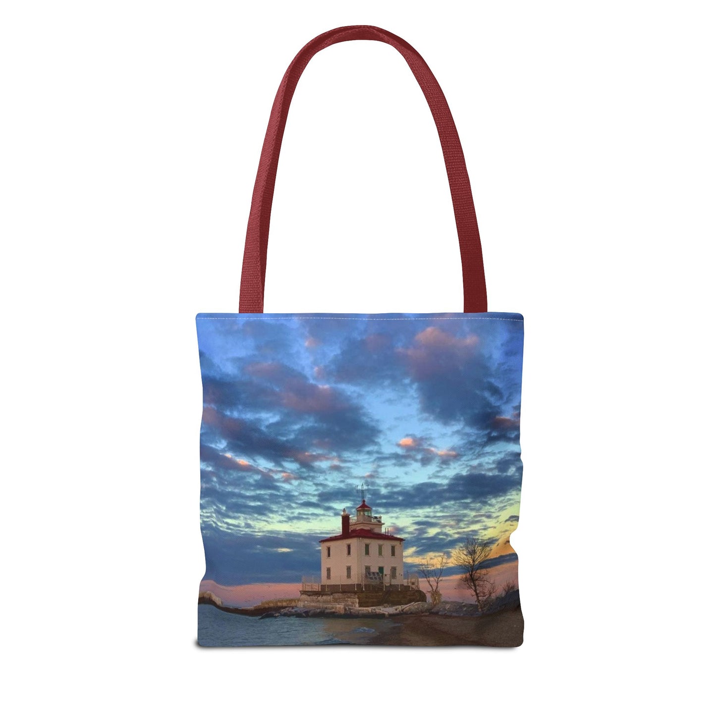 Stylish Photo Tote Bag • "Winter at the Light" • 5 color handle choices