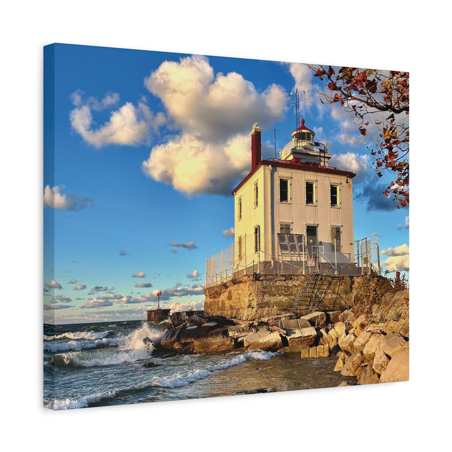 Colorful Canvas Print • "Fairport Harbor West Breakwater Light" • Vertical or Horizontal orientations • Sizes from 8"x10" to 30"x40"
