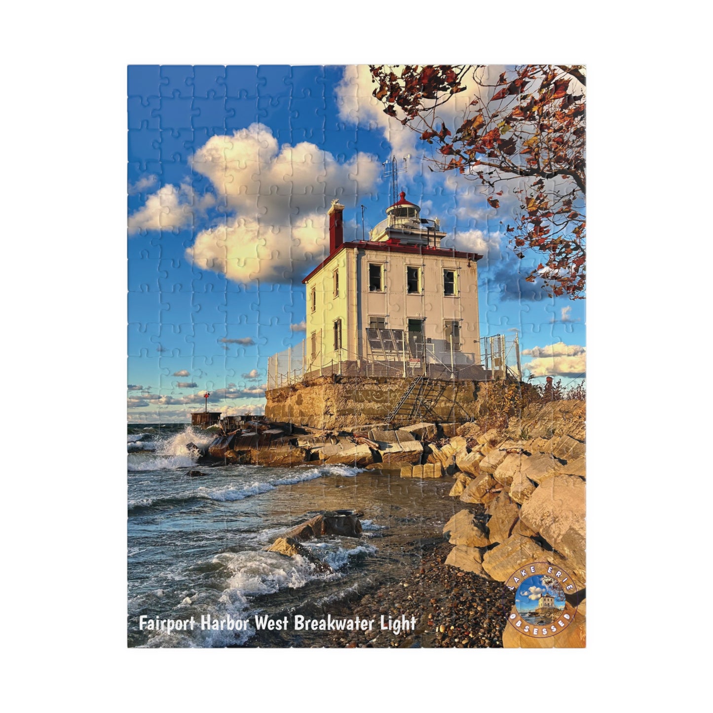 Dazzling Jigsaw Puzzle • "Fairport Harbor West Breakwater Light" • 110, 252, 520, & 1014-Piece Puzzles for Lighthouse Lovers