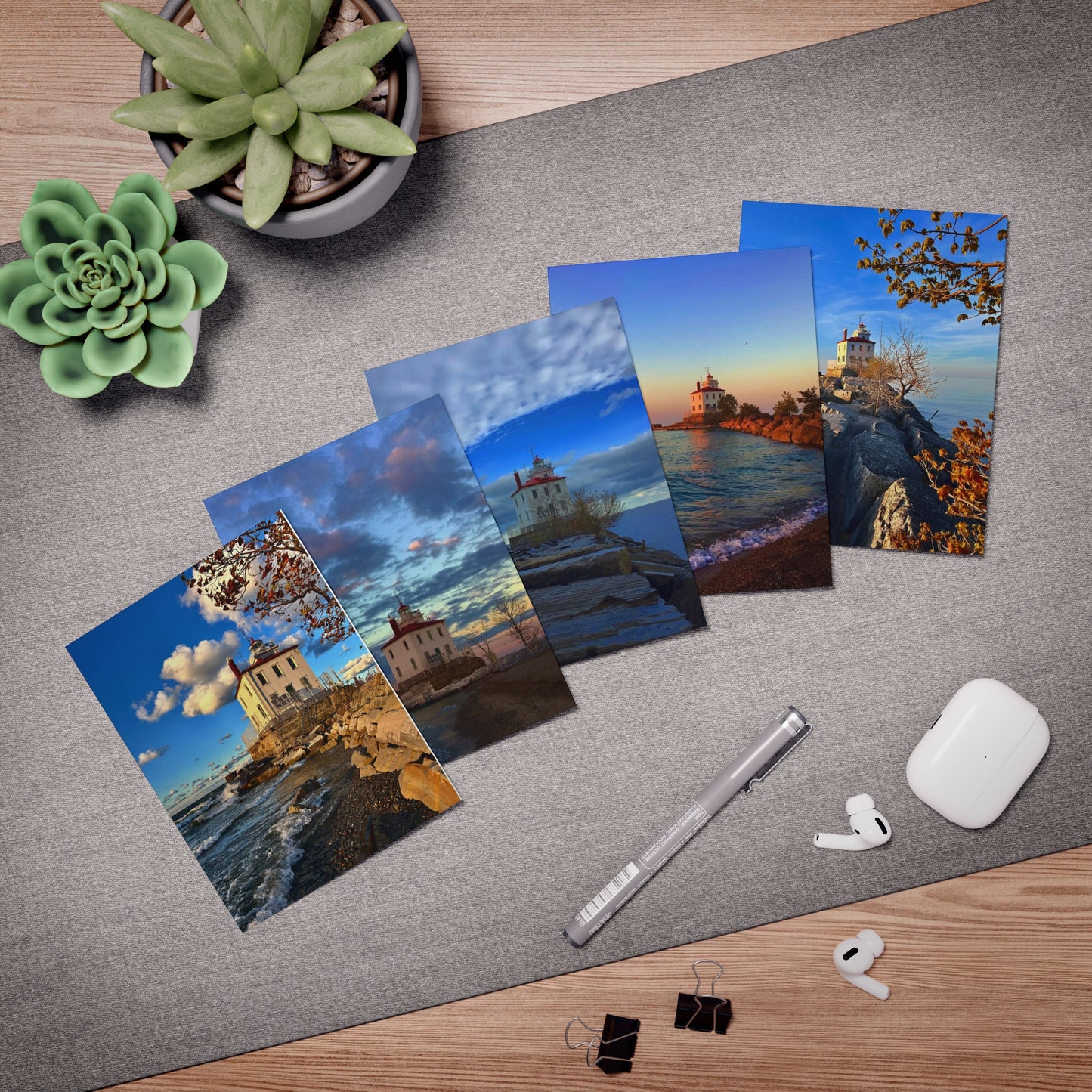 Lake Erie Obsessed Greeting Cards • Lighthouse Edition • 5-Pack of Scenic Note Cards for Lighthouse Lovers