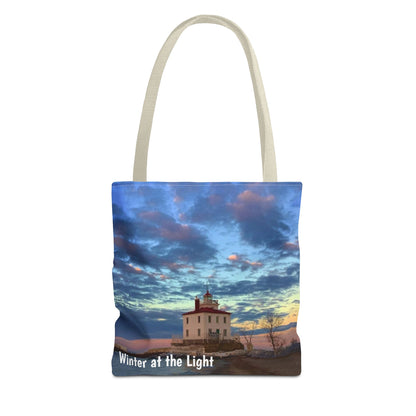 Stylish Photo Tote Bag • "Winter at the Light" • 5 color handle choices