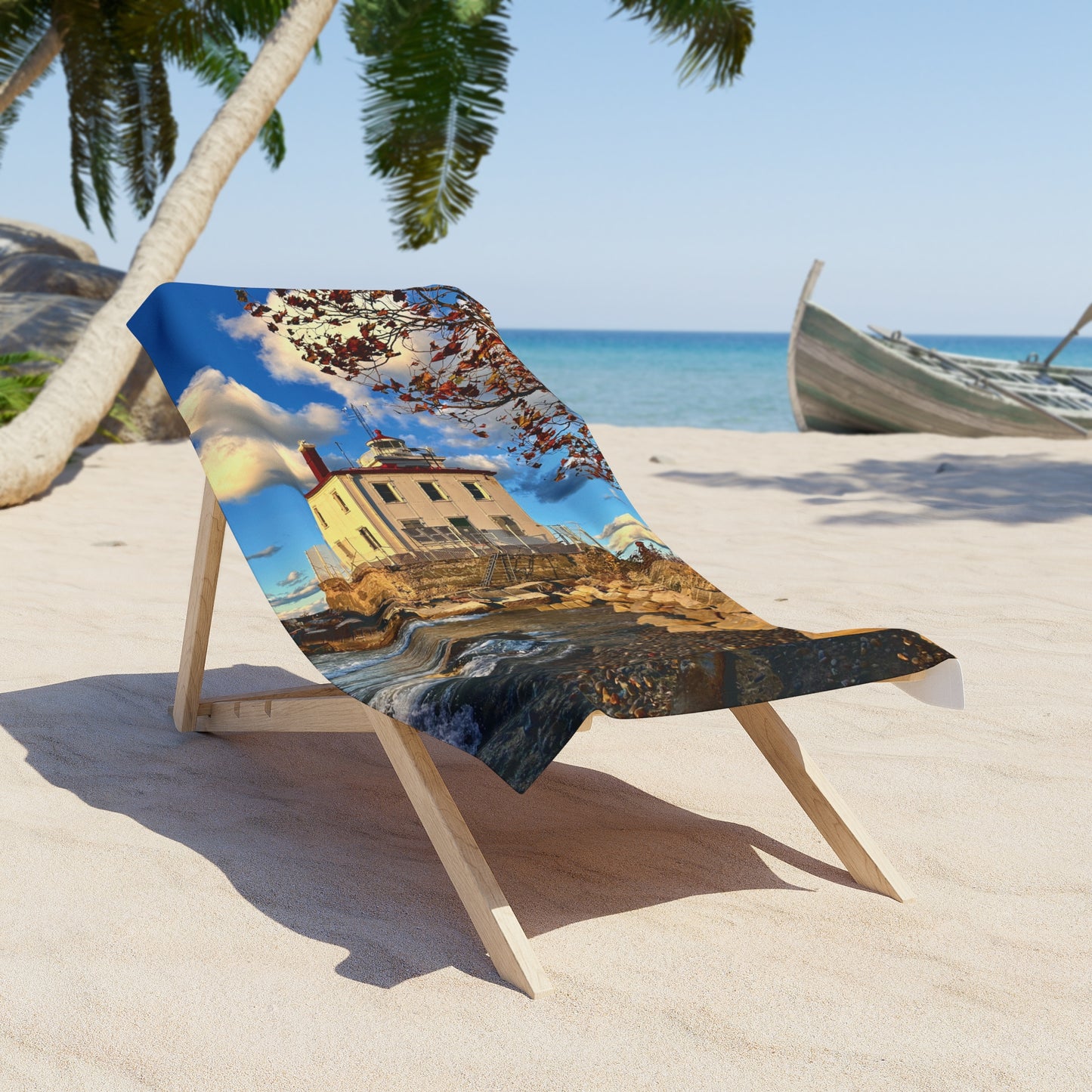 Vibrant Photo Beach Towel • "Fairport Harbor West Breakwater Light" • Relax in Style