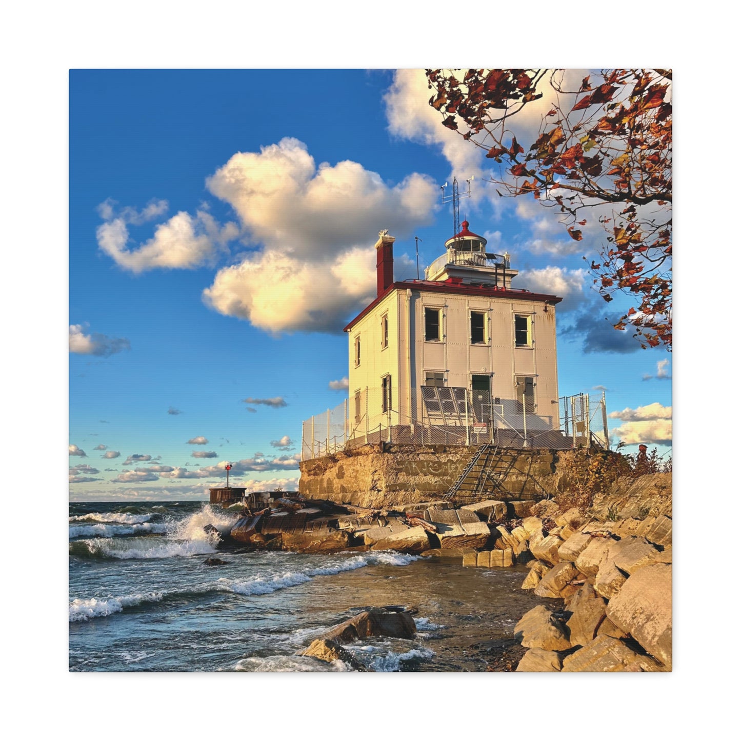 Colorful Canvas Print • "Fairport Harbor West Breakwater Light" • Vertical or Horizontal orientations • Sizes from 8"x10" to 30"x40"