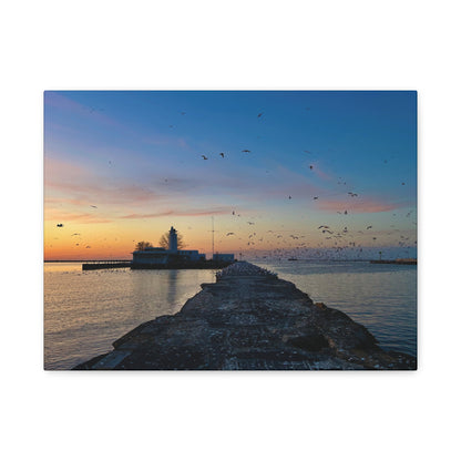 Colorful Canvas Print • "Breakwater Birds" • Vertical or Horizontal orientations • Sizes from 8"x10" to 30"x40"