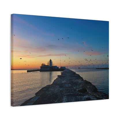 Colorful Canvas Print • "Breakwater Birds" • Vertical or Horizontal orientations • Sizes from 8"x10" to 30"x40"