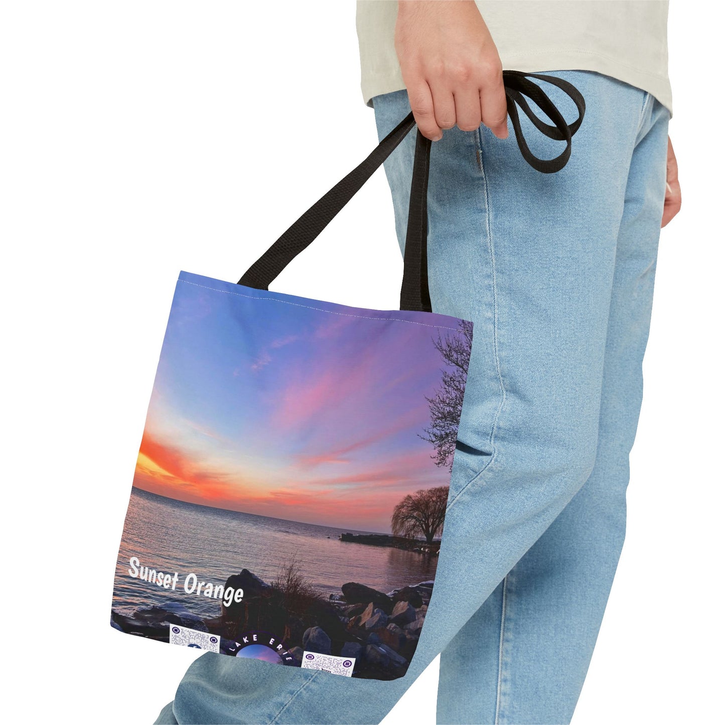 Stylish Photo Tote Bag • "Sunset Orange" • 5 color handle choices