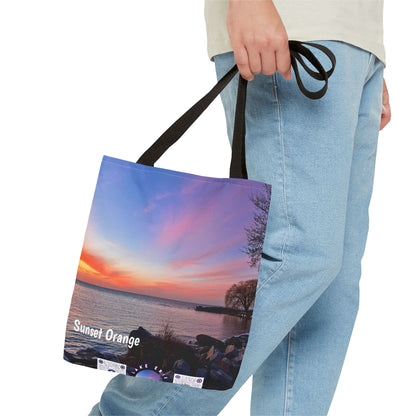 Stylish Photo Tote Bag • "Sunset Orange" • 5 color handle choices