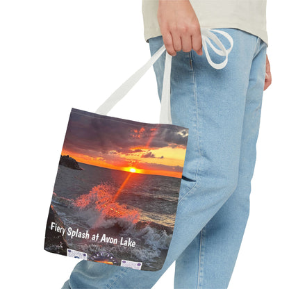Stylish Photo Tote Bag • "Fiery Splash at Avon Lake" • 5 color handle choices