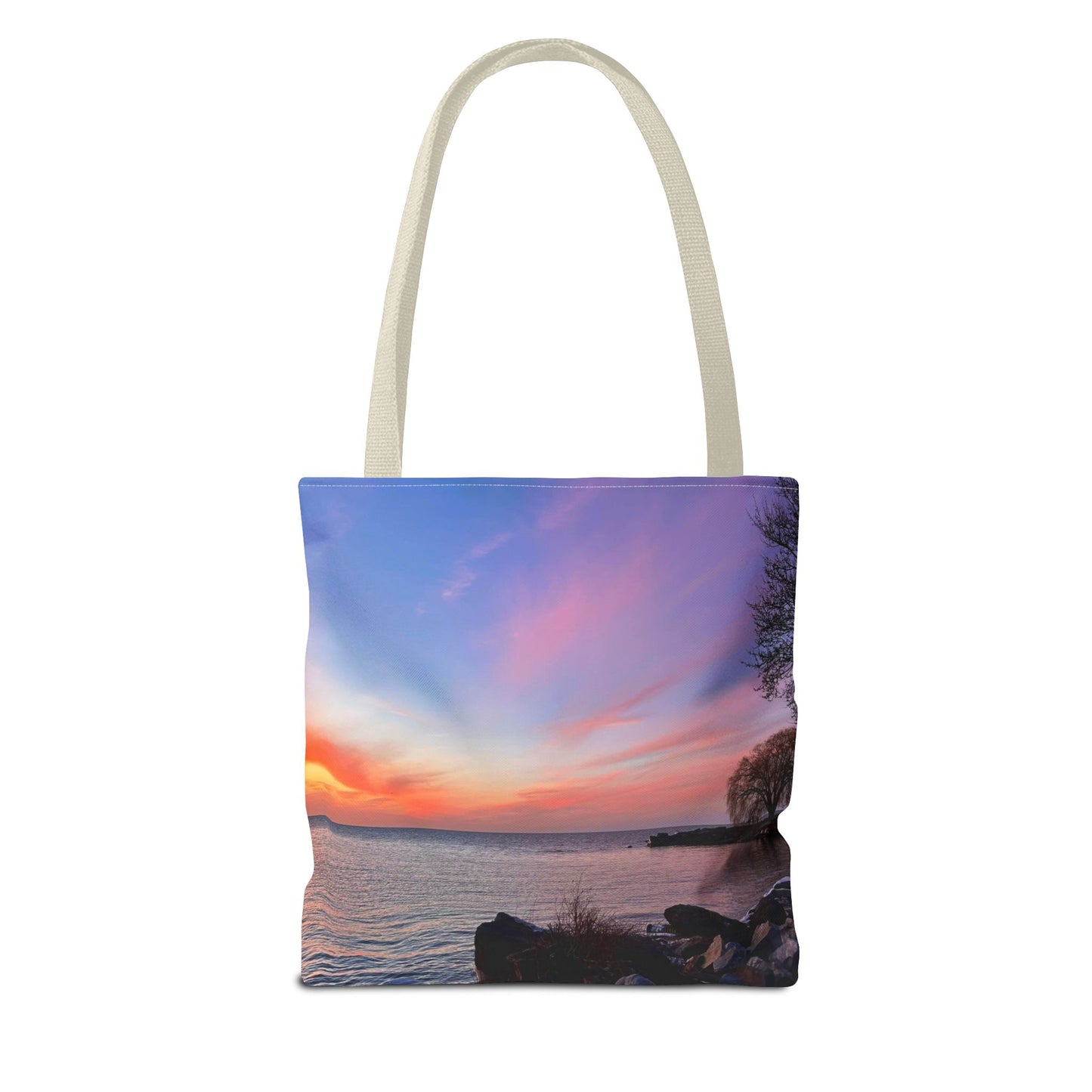 Stylish Photo Tote Bag • "Sunset Orange" • 5 color handle choices