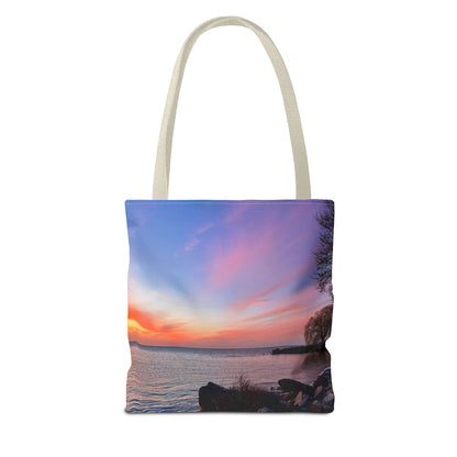 Stylish Photo Tote Bag • "Sunset Orange" • 5 color handle choices
