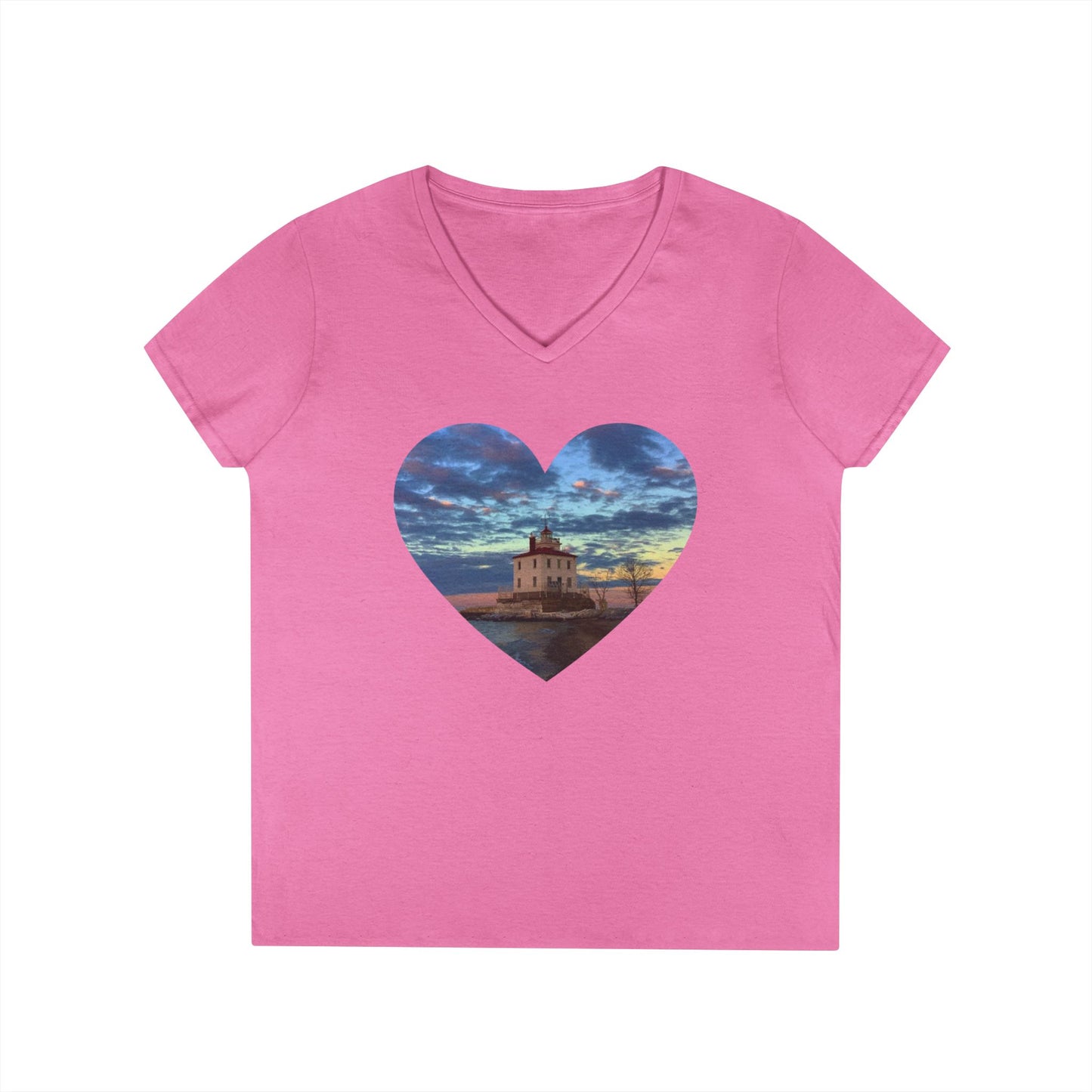 Ladies' V-Neck T-Shirt • 10 colors • "Love the Winter at the Light"