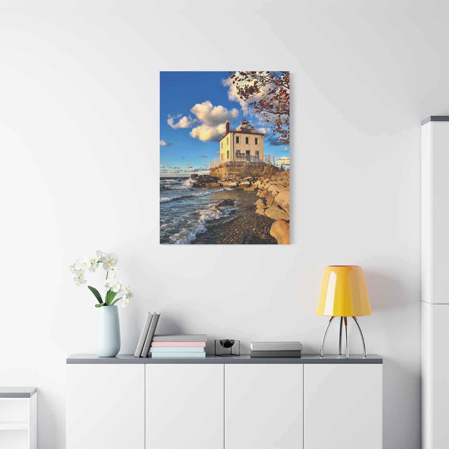 Colorful Canvas Print • "Fairport Harbor West Breakwater Light" • Vertical or Horizontal orientations • Sizes from 8"x10" to 30"x40"