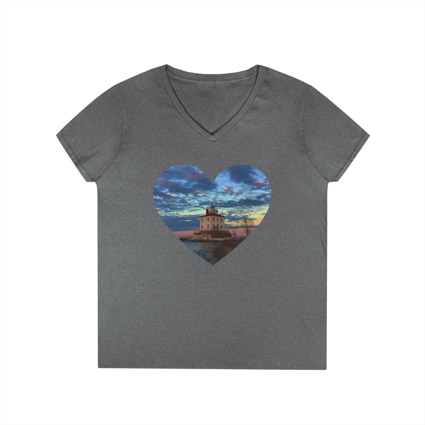 Ladies' V-Neck T-Shirt • 10 colors • "Love the Winter at the Light"