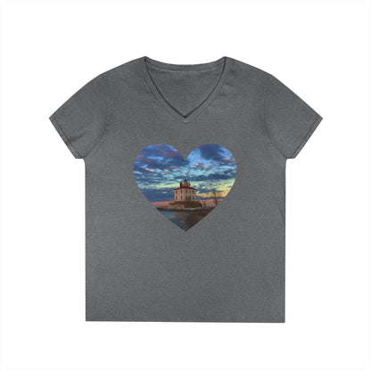 Ladies' V-Neck T-Shirt • 10 colors • "Love the Winter at the Light"