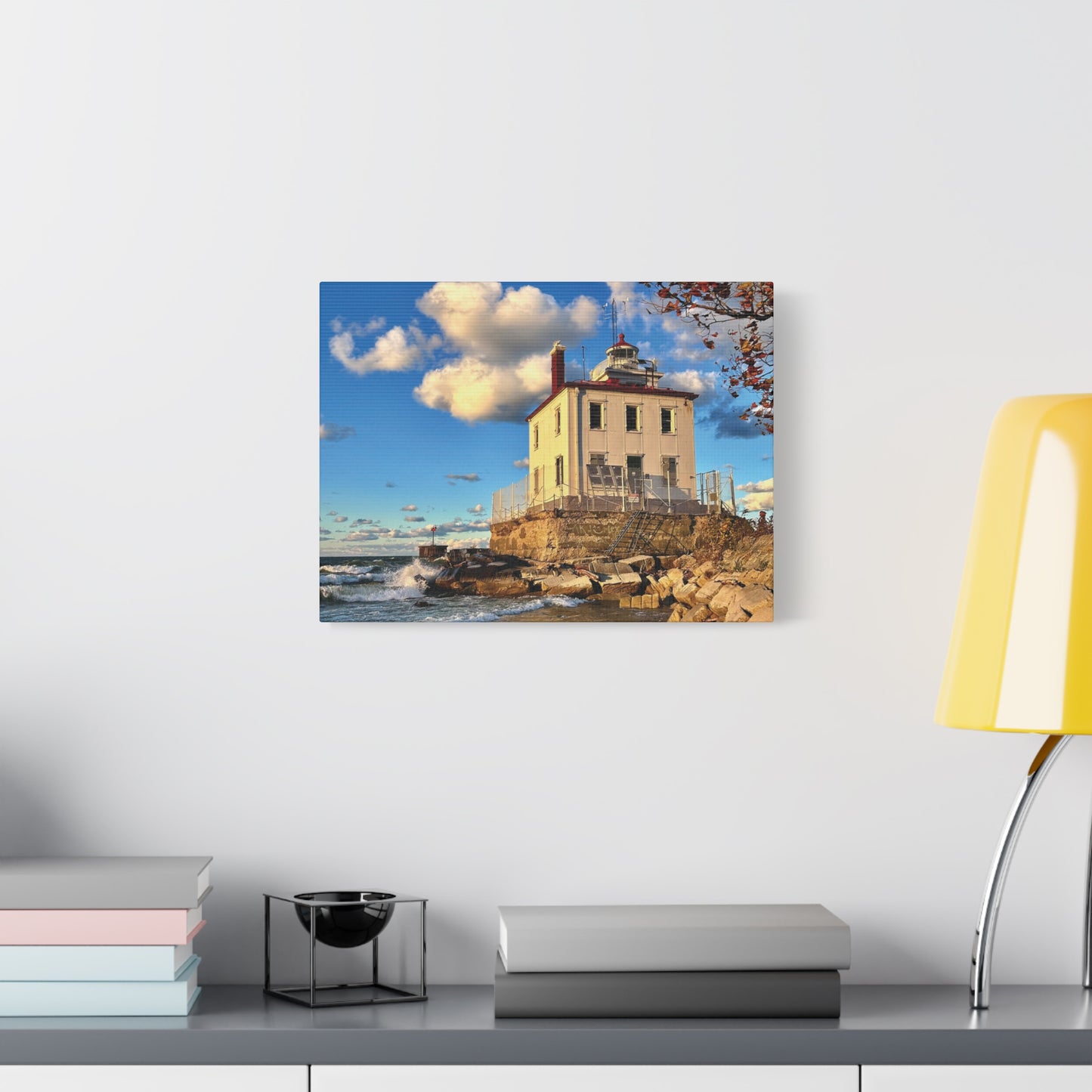 Colorful Canvas Print • "Fairport Harbor West Breakwater Light" • Vertical or Horizontal orientations • Sizes from 8"x10" to 30"x40"