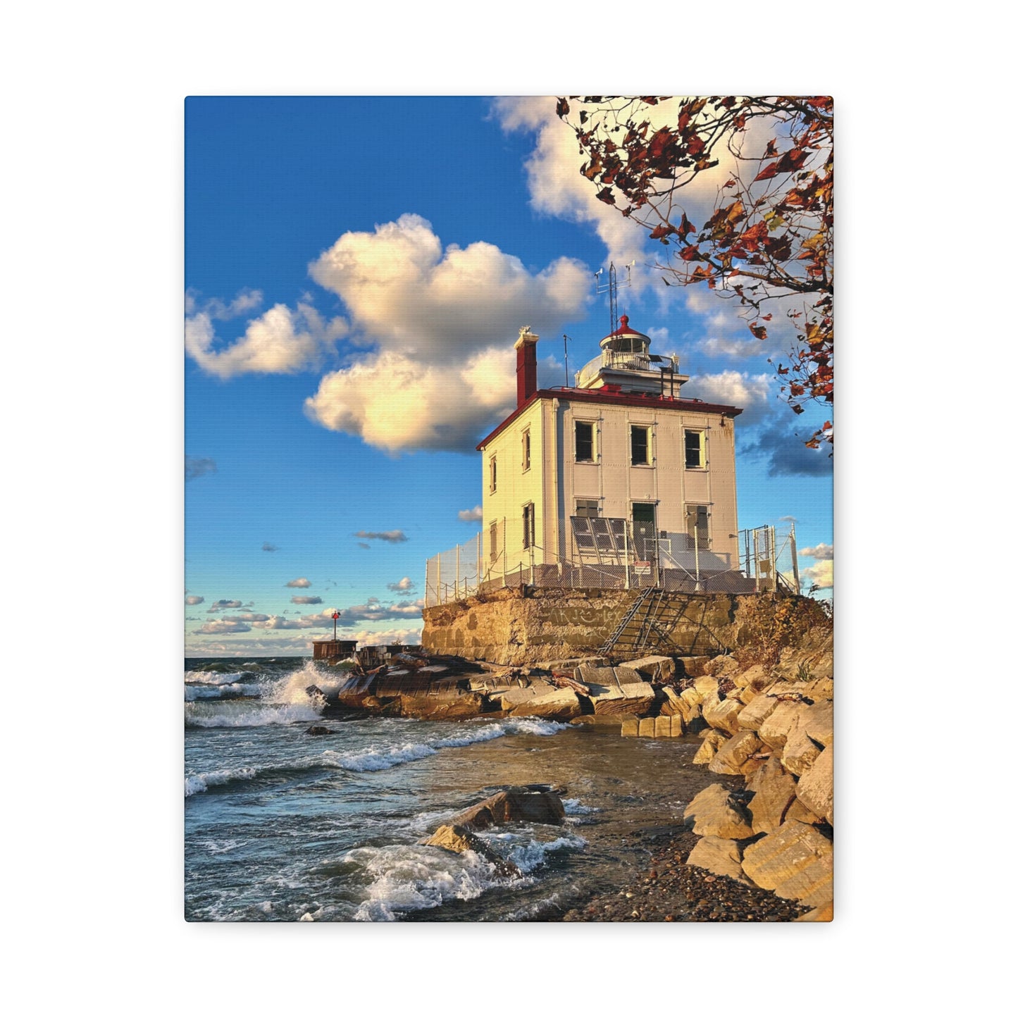 Colorful Canvas Print • "Fairport Harbor West Breakwater Light" • Vertical or Horizontal orientations • Sizes from 8"x10" to 30"x40"