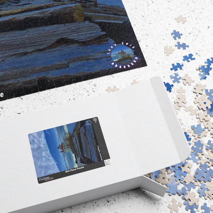 Dazzling Jigsaw Puzzles • "Breakwater Lighthouse" • 110, 252, 520, & 1014-Piece Puzzles for lighthouse lovers