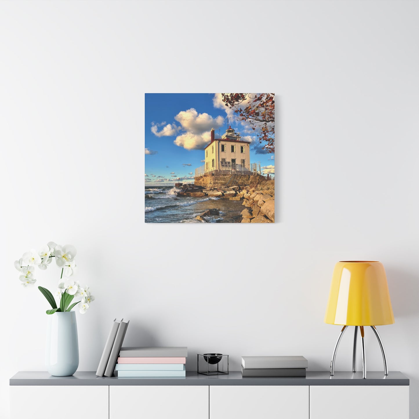 Colorful Canvas Print • "Fairport Harbor West Breakwater Light" • Vertical or Horizontal orientations • Sizes from 8"x10" to 30"x40"