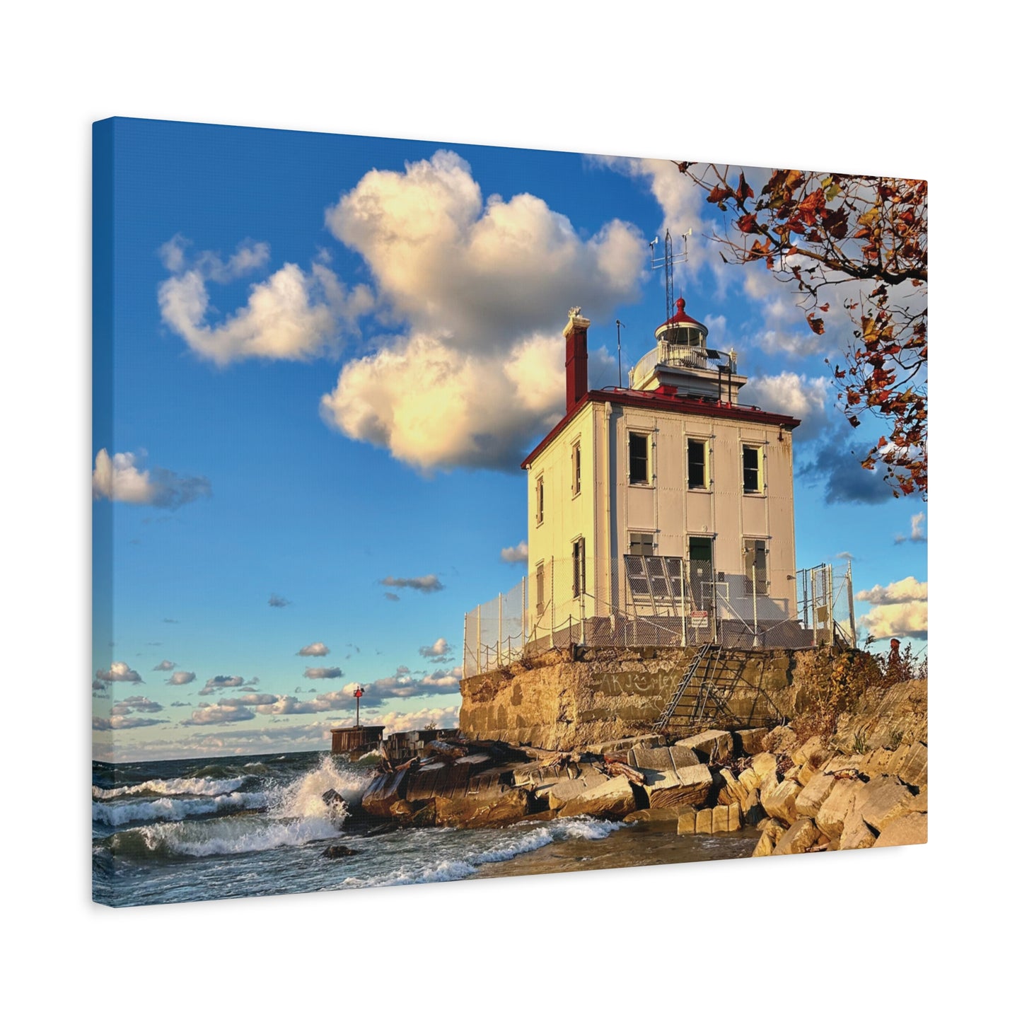 Colorful Canvas Print • "Fairport Harbor West Breakwater Light" • Vertical or Horizontal orientations • Sizes from 8"x10" to 30"x40"