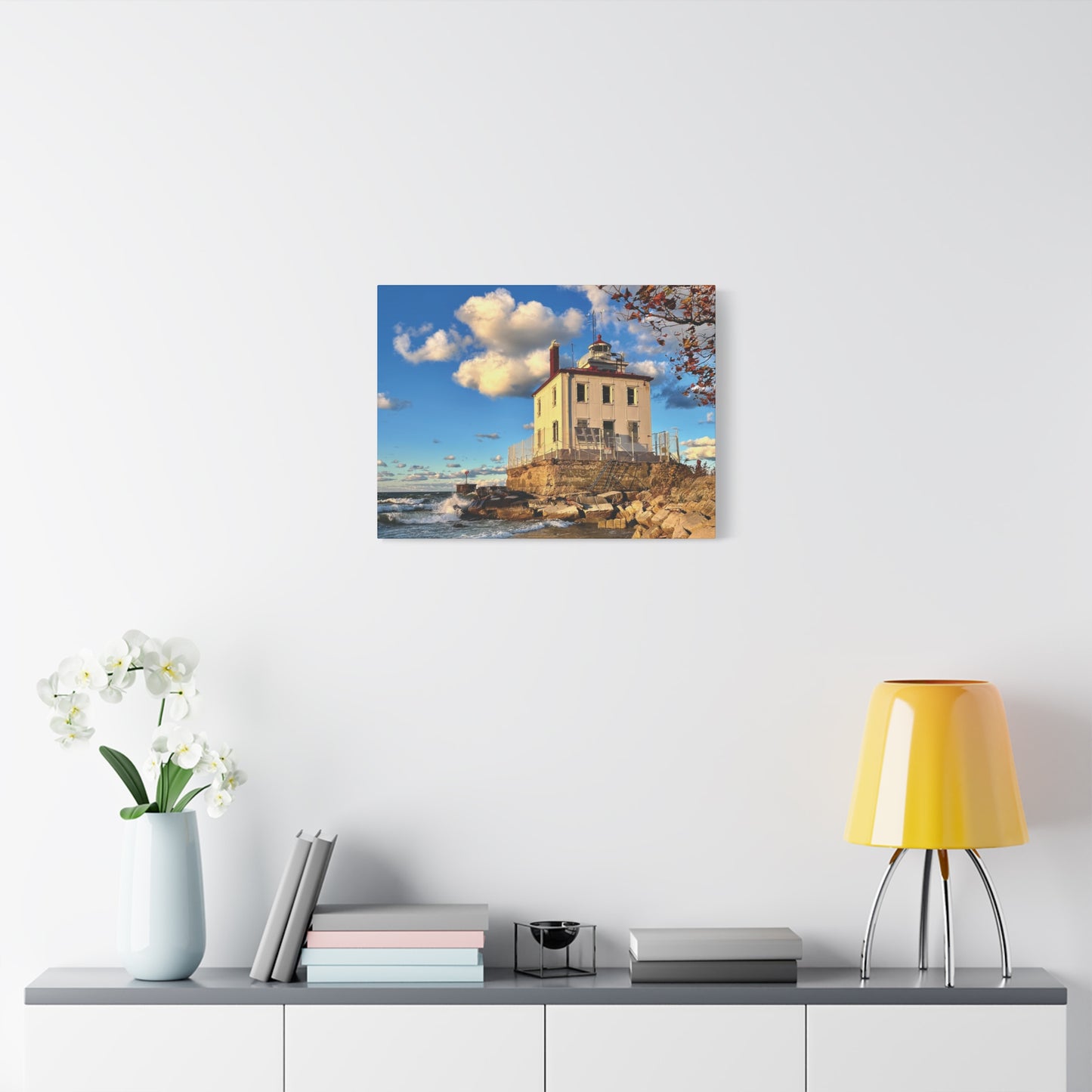Colorful Canvas Print • "Fairport Harbor West Breakwater Light" • Vertical or Horizontal orientations • Sizes from 8"x10" to 30"x40"