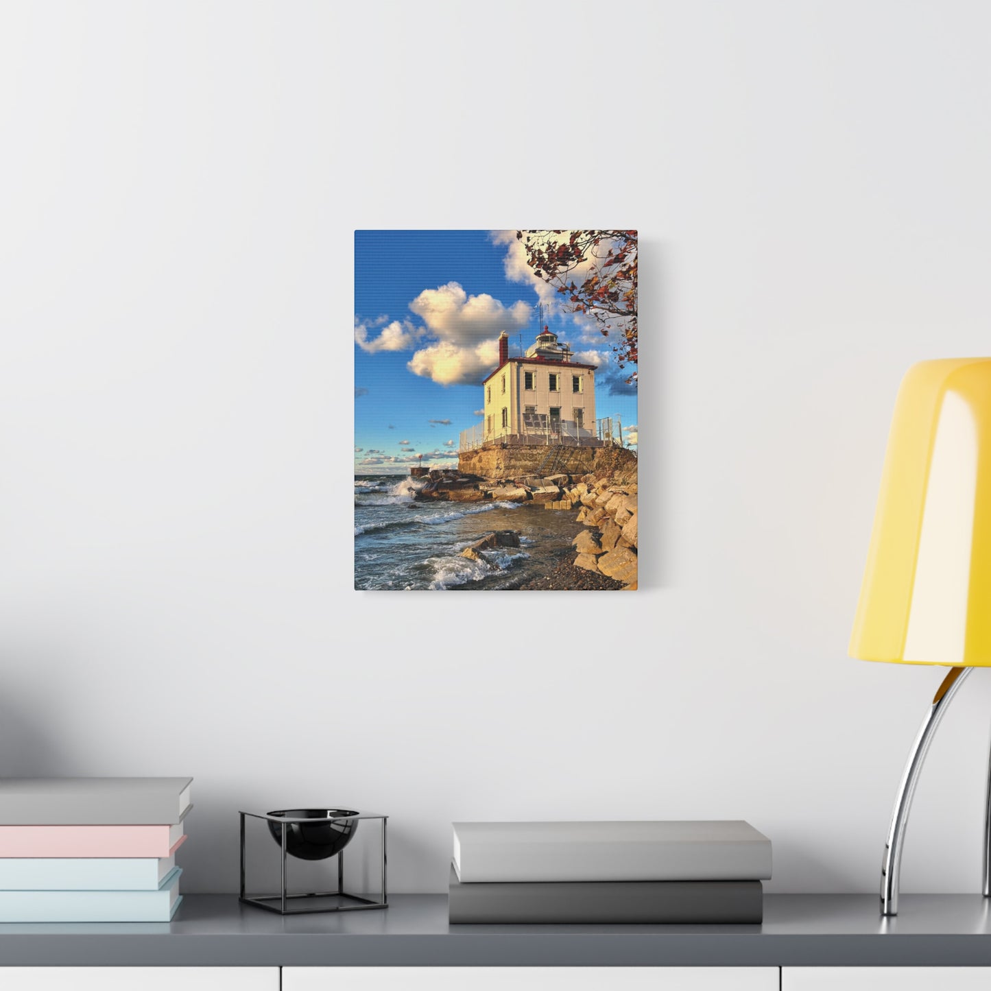 Colorful Canvas Print • "Fairport Harbor West Breakwater Light" • Vertical or Horizontal orientations • Sizes from 8"x10" to 30"x40"