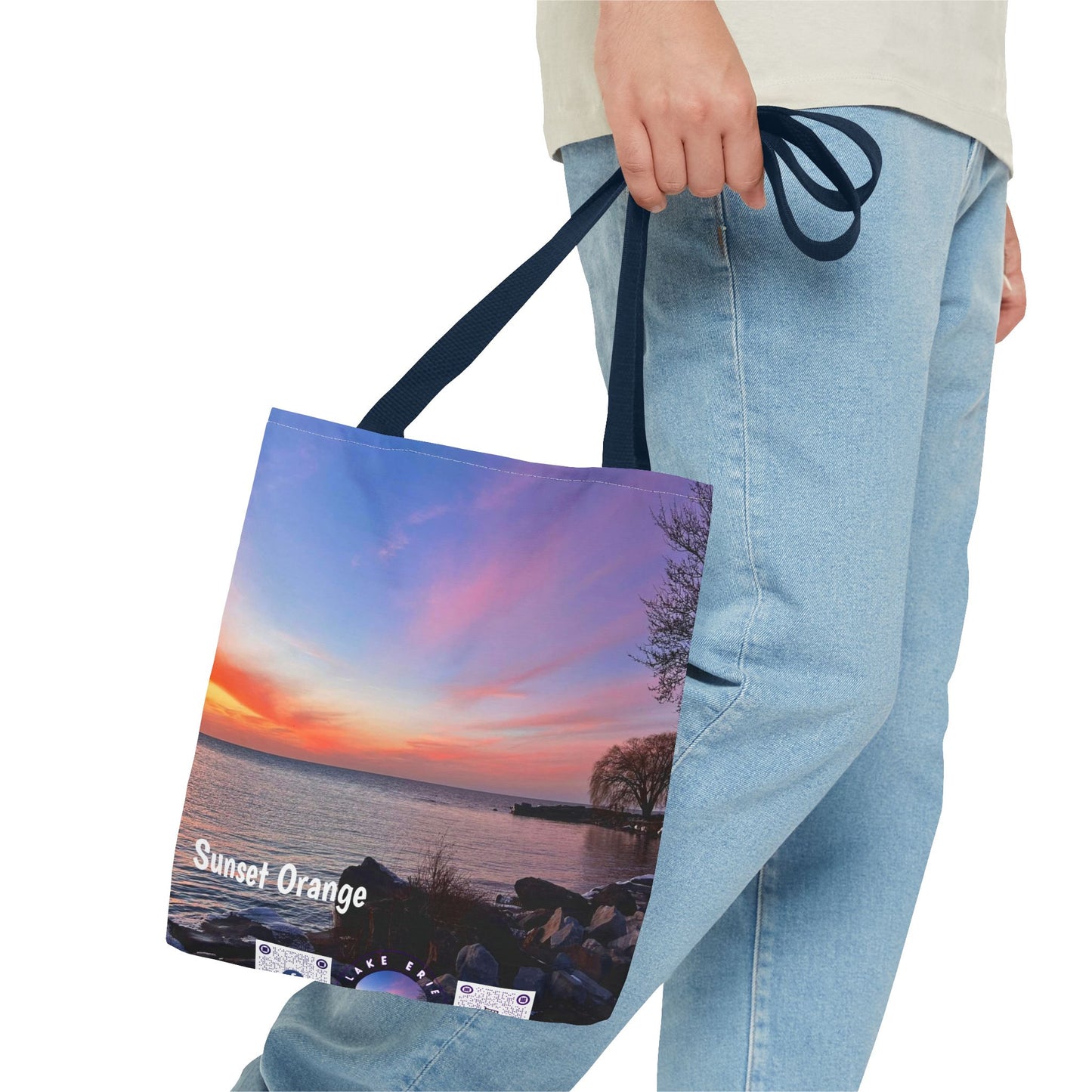 Stylish Photo Tote Bag • "Sunset Orange" • 5 color handle choices