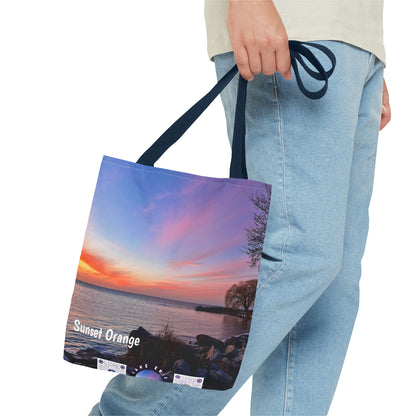 Stylish Photo Tote Bag • "Sunset Orange" • 5 color handle choices