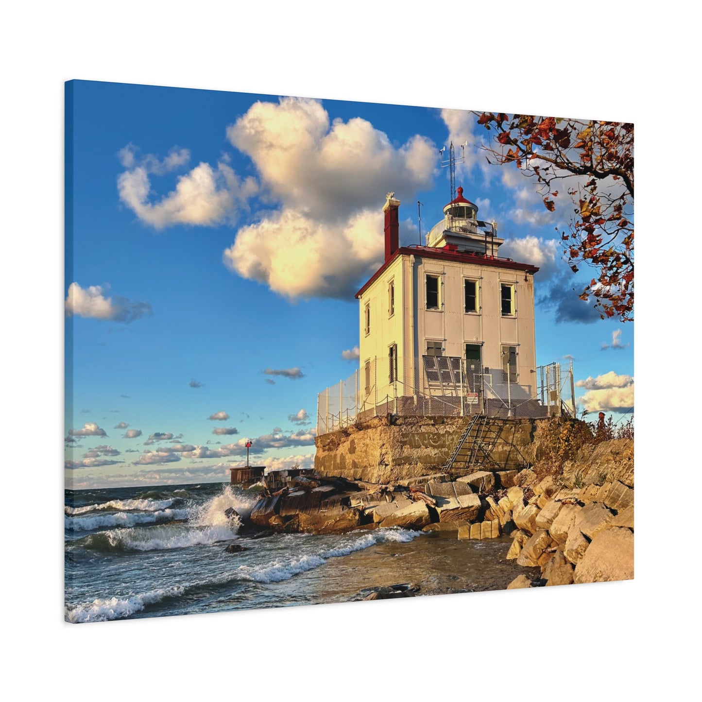 Colorful Canvas Print • "Fairport Harbor West Breakwater Light" • Vertical or Horizontal orientations • Sizes from 8"x10" to 30"x40"