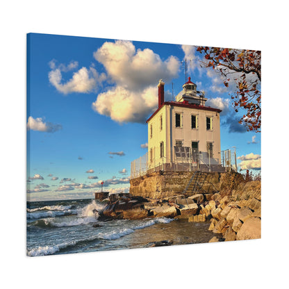 Colorful Canvas Print • "Fairport Harbor West Breakwater Light" • Vertical or Horizontal orientations • Sizes from 8"x10" to 30"x40"